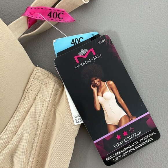Maidenform Bodysuit Shapewear NWT Tan Firm Control All Over Solutions Size 40C - Picture 15 of 17